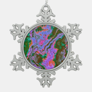 Sour Marble  Snowflake Pewter Christmas Ornament
