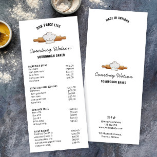 Sourdough Bread Baker Modern 4x9" Menu Price List