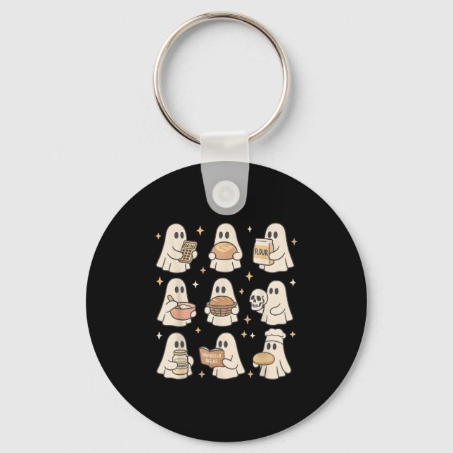 Sourdough Bread Halloween Cute Ghost Homemaker Bak Key Ring (Front)