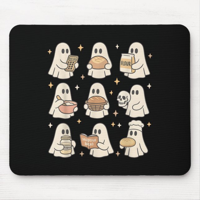Sourdough Bread Halloween Cute Ghost Homemaker Bak Mouse Pad (Front)