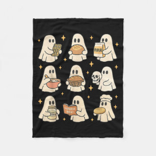 Sourdough Bread Halloween Cute Ghost Homemaker Fleece Blanket
