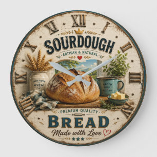 Sourdough Bread Rustic Artisan Bakery  Large Clock