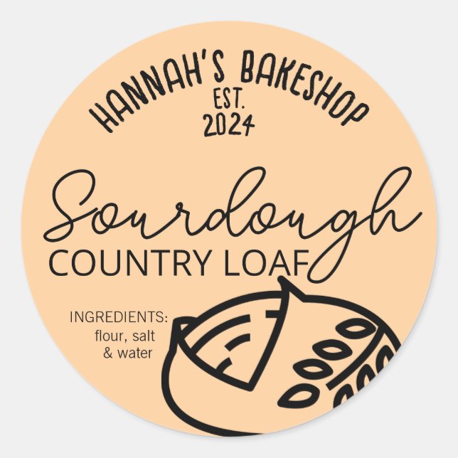 Sourdough Country Loaf Home Bakery Product Sticker (Front)