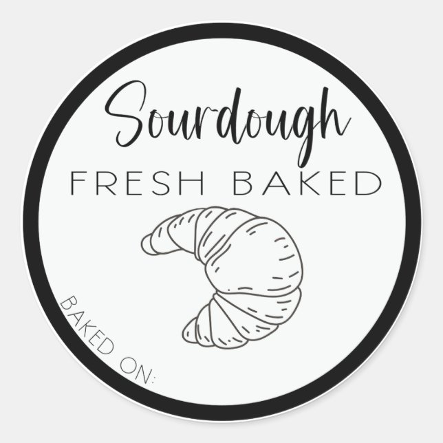SOURDOUGH CROISSANT label, homemade croissants Classic Round Sticker (Front)