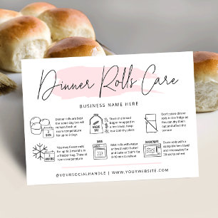Sourdough Dinner Rolls Care Card Pink Watercolor