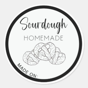 Sourdough pretzel labels, homemade sourdough bread classic round sticker