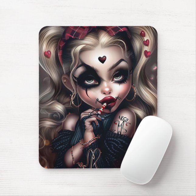 Sourie Woman with Clown Makeup 11 Mousepad (With Mouse)