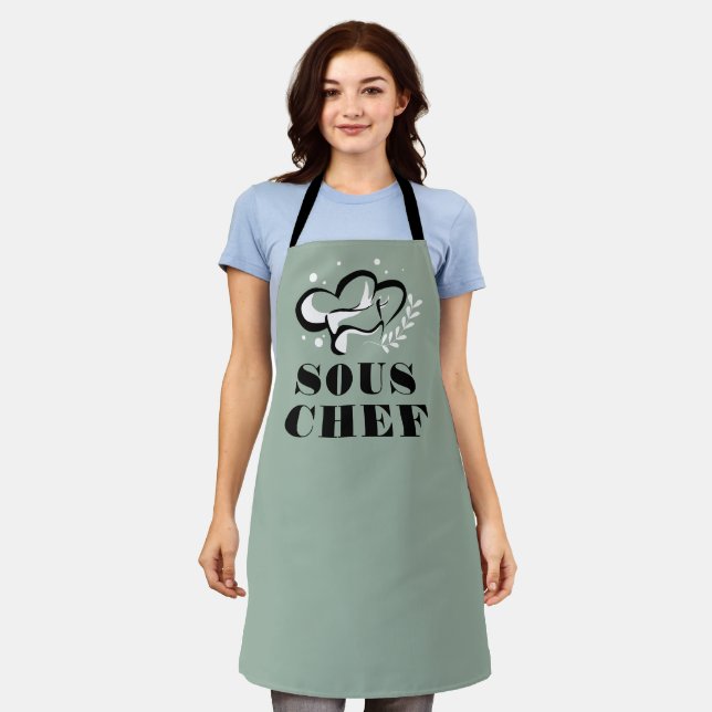 Sous Chef Black White Food Logo Apron (Worn)