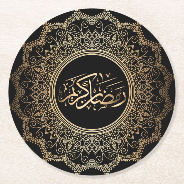 sous verre ramadan kareem arabe round paper coaster (Front)