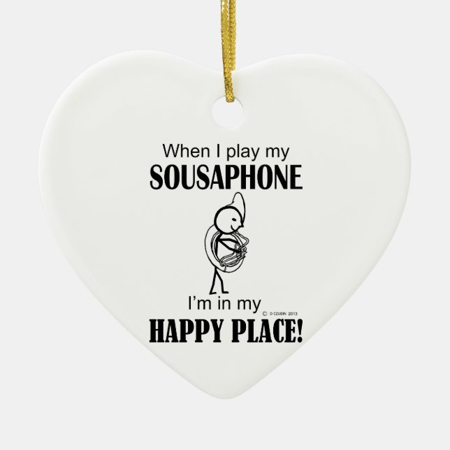 Sousaphone Happy Place Ceramic Tree Decoration (Front)