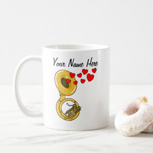 Sousaphone Hearts Brass Musician Custom Coffee Mug