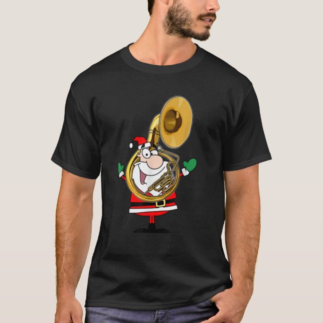 Sousaphone Marching Band Christmas Santa Gift For  T-Shirt (Front)