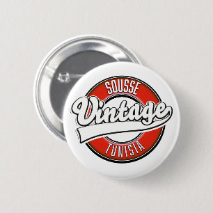 Sousse tunisia vintage style logo 6 cm round badge