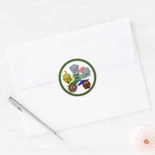 South Africa Big Five Safari Animal Cartoon Design Classic Round Sticker