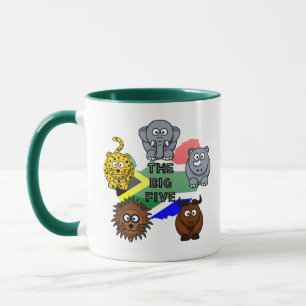 South Africa Big Five Safari Animal Cartoon  Mug