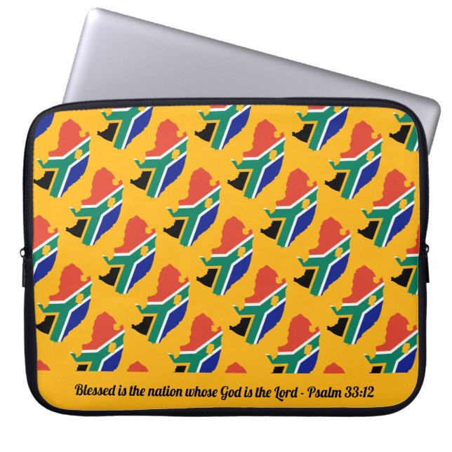 SOUTH AFRICA Blessed Nation Psalm 33 Yellow Laptop Sleeve (Front)