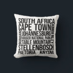 South Africa Cities Word Art - Cape Town Travel Cushion<br><div class="desc">This South Africa cities word art design is great for anyone who loves travelling and likes to visit South Africa and one of its many cities or landmarks.</div>