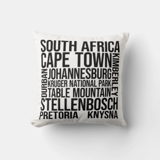South Africa Cities Word Art - Cape Town Travel Cushion