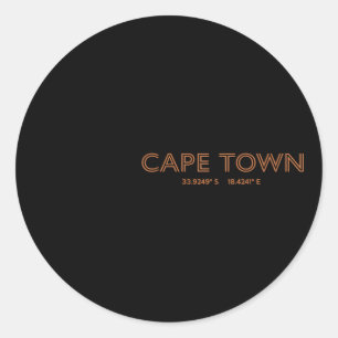 South Africa City Coordinates Cape Town Classic Round Sticker