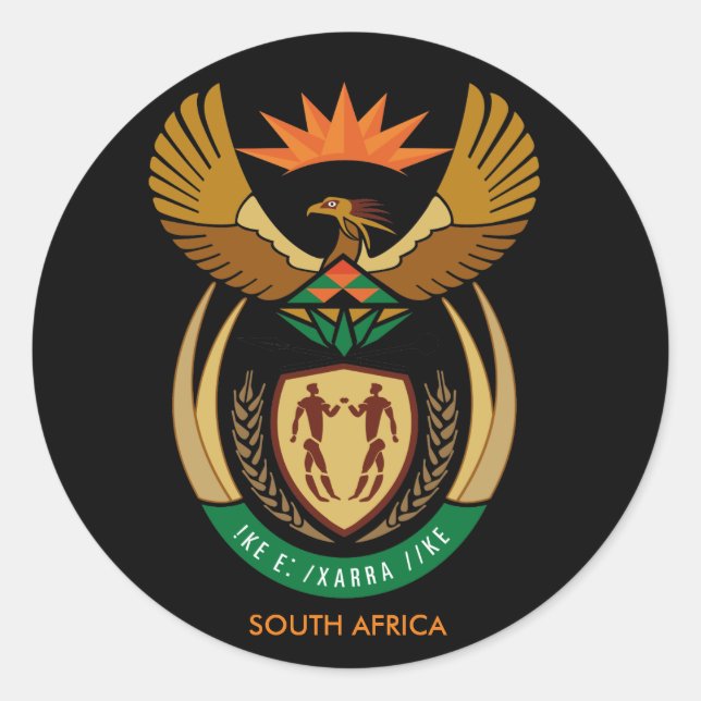 South Africa Coat of Arms Classic Round Sticker (Front)
