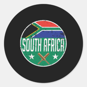 South Africa Cricket Flag Jersey Match Tournament Classic Round Sticker