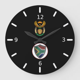 South Africa flag-coat arms large clock