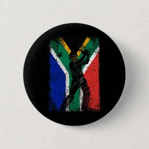 South Africa Flag Cricket Fan Player Coach  6 Cm Round Badge