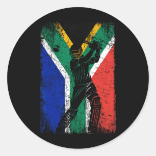 South Africa Flag Cricket Fan Player Coach Classic Round Sticker