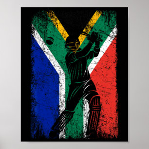 South Africa Flag Cricket Fan Player Coach Poster