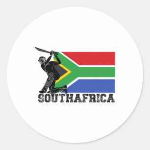 South Africa Flag Cricket Player Tsman Sports Team Classic Round Sticker