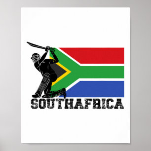 South Africa Flag Cricket Player Tsman Sports Team Poster
