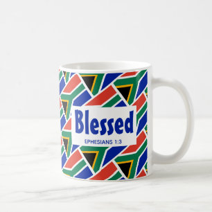 SOUTH AFRICA FLAG Custom Scripture BLESSED African Coffee Mug