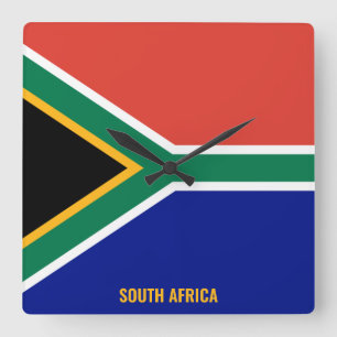 South Africa Flag Dazzling Patriotic Square Wall Clock