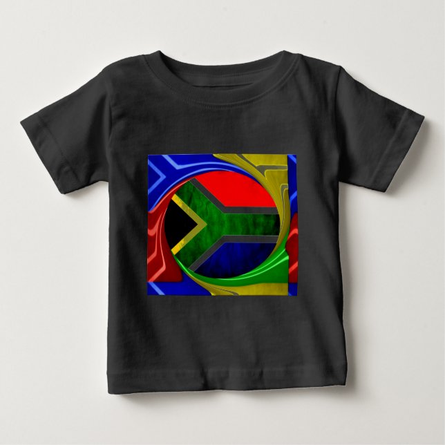 South Africa Flag: Dynamic Swirl Motif Baby T-Shirt (Front)