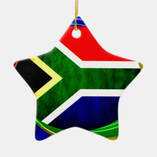 South Africa Flag: Dynamic Swirl Motif Ceramic Tree Decoration
