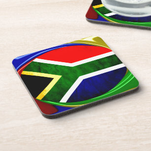 South Africa Flag: Dynamic Swirl Motif Coaster