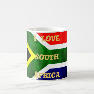 South Africa Flag: Dynamic Swirl Motif Coffee Mug