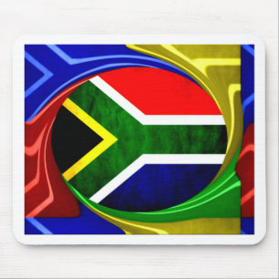 South Africa Flag: Dynamic Swirl Motif Mouse Pad