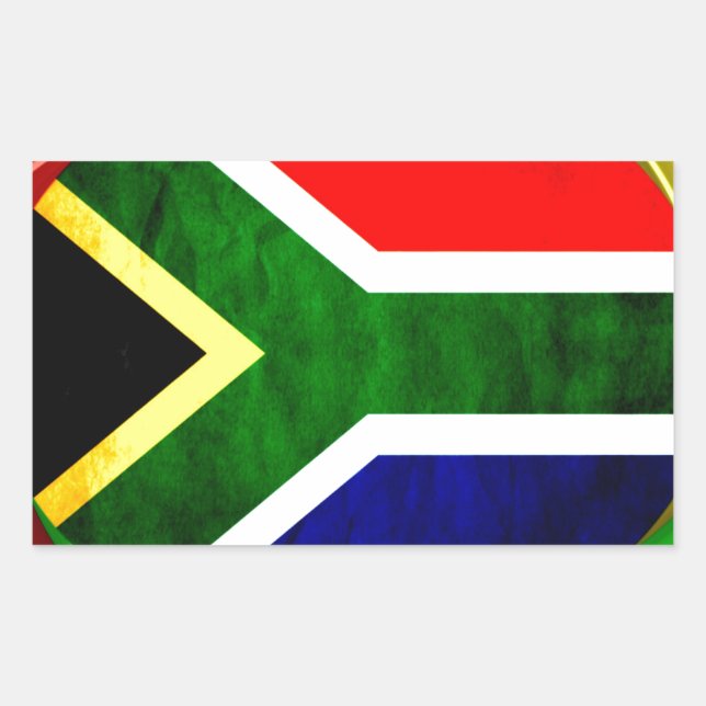 South Africa Flag: Dynamic Swirl Motif Rectangular Sticker (Front)