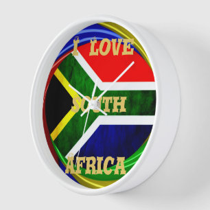 South Africa Flag: Dynamic Swirl Motif Wall Clock