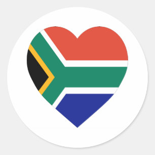 South Africa Flag Heart Classic Round Sticker