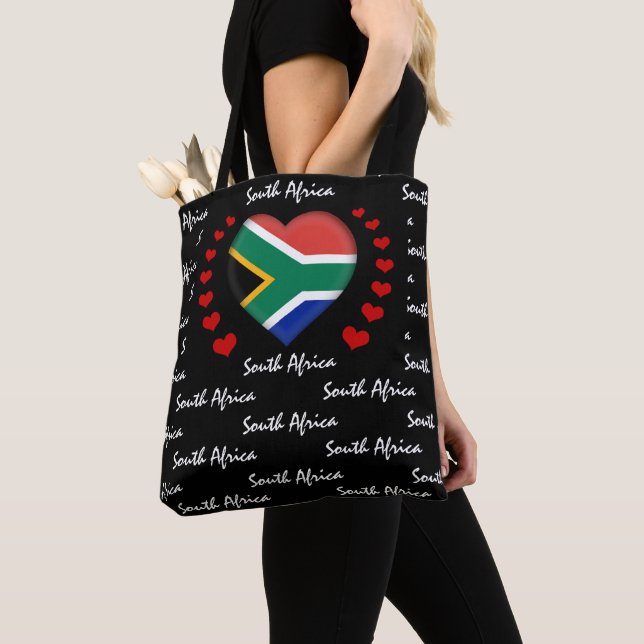 South Africa Flag & Heart, Flag fashion /sport Tote Bag (Close Up)