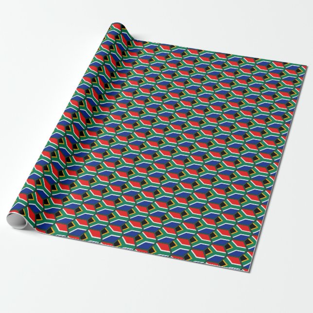 South Africa Flag Honeycomb Wrapping Paper (Unrolled)