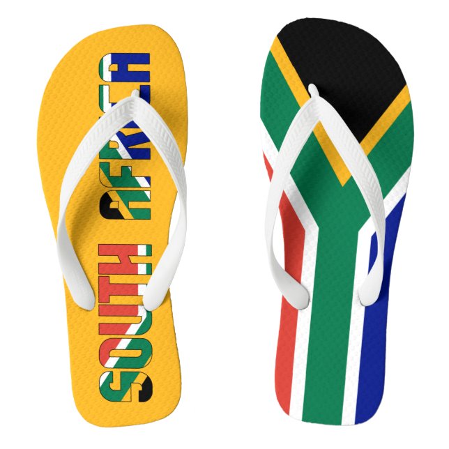 South Africa Flag Inscription Quirky Thongs (Footbed)