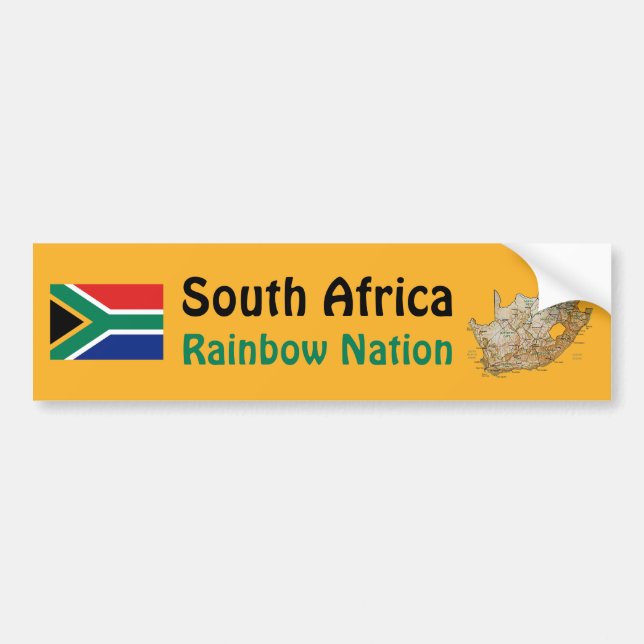 South Africa Flag + Map Bumper Sticker (Front)