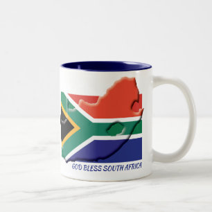 SOUTH AFRICA FLAG MAP Customised Scripture WHITE Two-Tone Coffee Mug