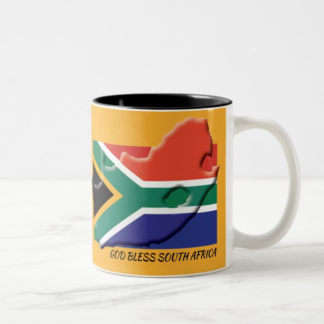SOUTH AFRICA FLAG MAP Customised Scripture YELLOW Two-Tone Coffee Mug (Right)