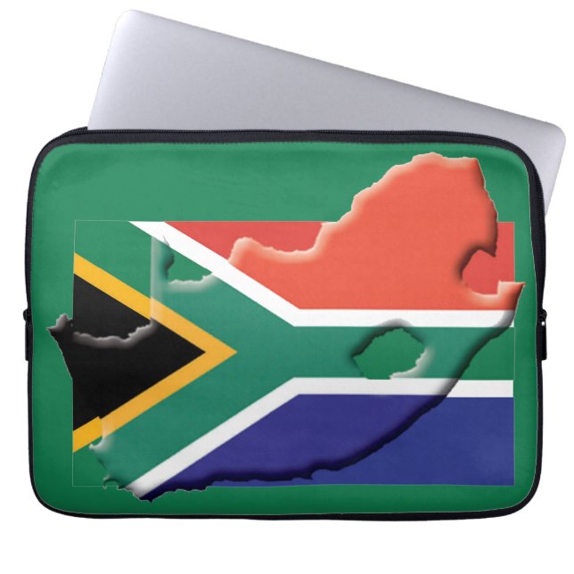 SOUTH AFRICA Flag Map Patriotic Computer GREEN Laptop Sleeve (Front)