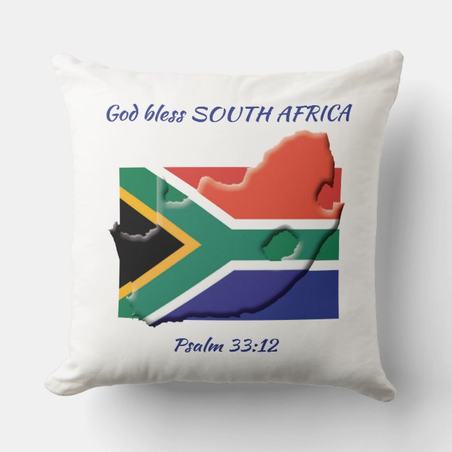 SOUTH AFRICA FLAG Patriotic Scripture Custom WHITE Cushion (Front)