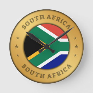 South Africa Flag Round Clock